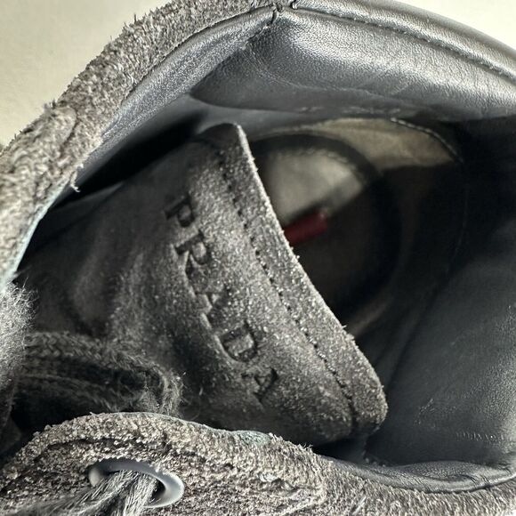 prada high-top linea rossa Gray Suede sneakers shoes 4t2863 UK Size 8 US size 9 - Picture 9 of 9